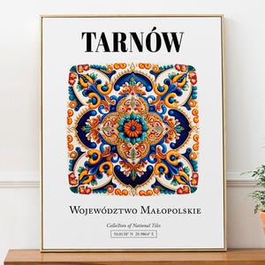 Impresión artística de azulejos de Tarnów, Polonia: patrón tradicional polaco