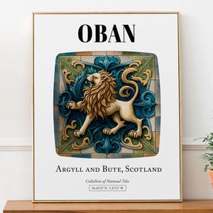 Oban Skottland Kakelkonsttryck: Lejondesign Väggdekor