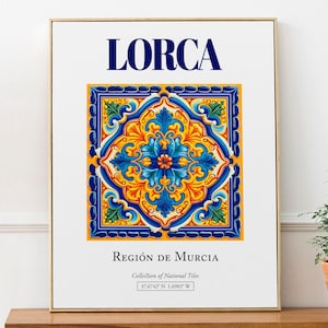Lorca, Región de Murcia, Spain, Aesthetic Folk Traditional Tile, Wall Art Décor Print Poster, Kitchen Wall Decor