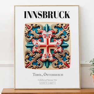 Innsbruck, Tirol, Austria, Traditional Tile Pattern Aesthetic Wall Art Decor Print Poster