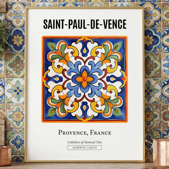 Saint-paul-de-vence Tile Pattern Art Print: France Wall Decor - Etsy