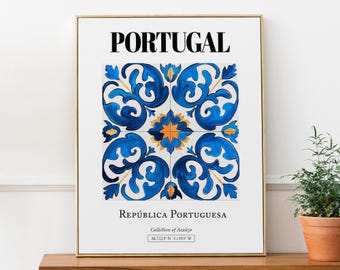 Portugal Tile Art Print: Traditional Azulejo Pattern Poster