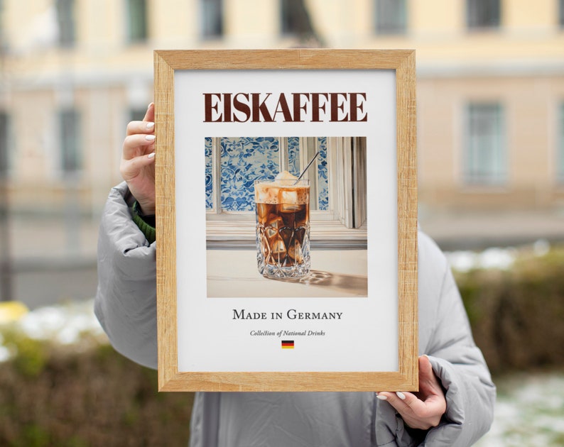Eiskaffee on Maiolica Tile, Traditional German Beverage Drink Print Poster, Kitchen and Bar Wall Art image 7