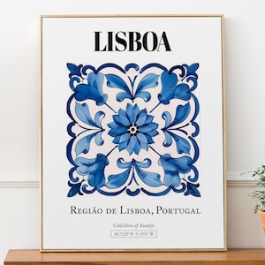 Lisboa, Região de Lisboa, Portugal, Traditional Tile Pattern Aesthetic Wall Art Decor Print Poster
