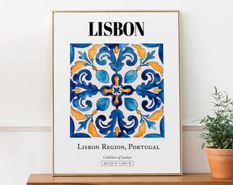 Lisbon Portugal Tile Art Print: Traditional Azulejo Pattern