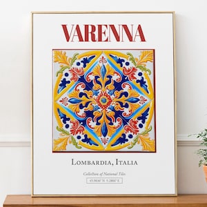 Varenna, Lombardia, Italy, Aesthetic Traditional Maiolica Tile, Wall Art Décor Print Poster, Living Room Poster