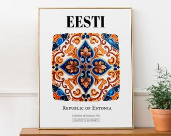 Eesti (Estonia) Traditional Tile Pattern Aesthetic Wall Art Decor Print Poster
