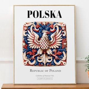Polska (Polen), Traditionelles Fliesenmuster Ästhetischer Wand-Kunst-Druck Poster