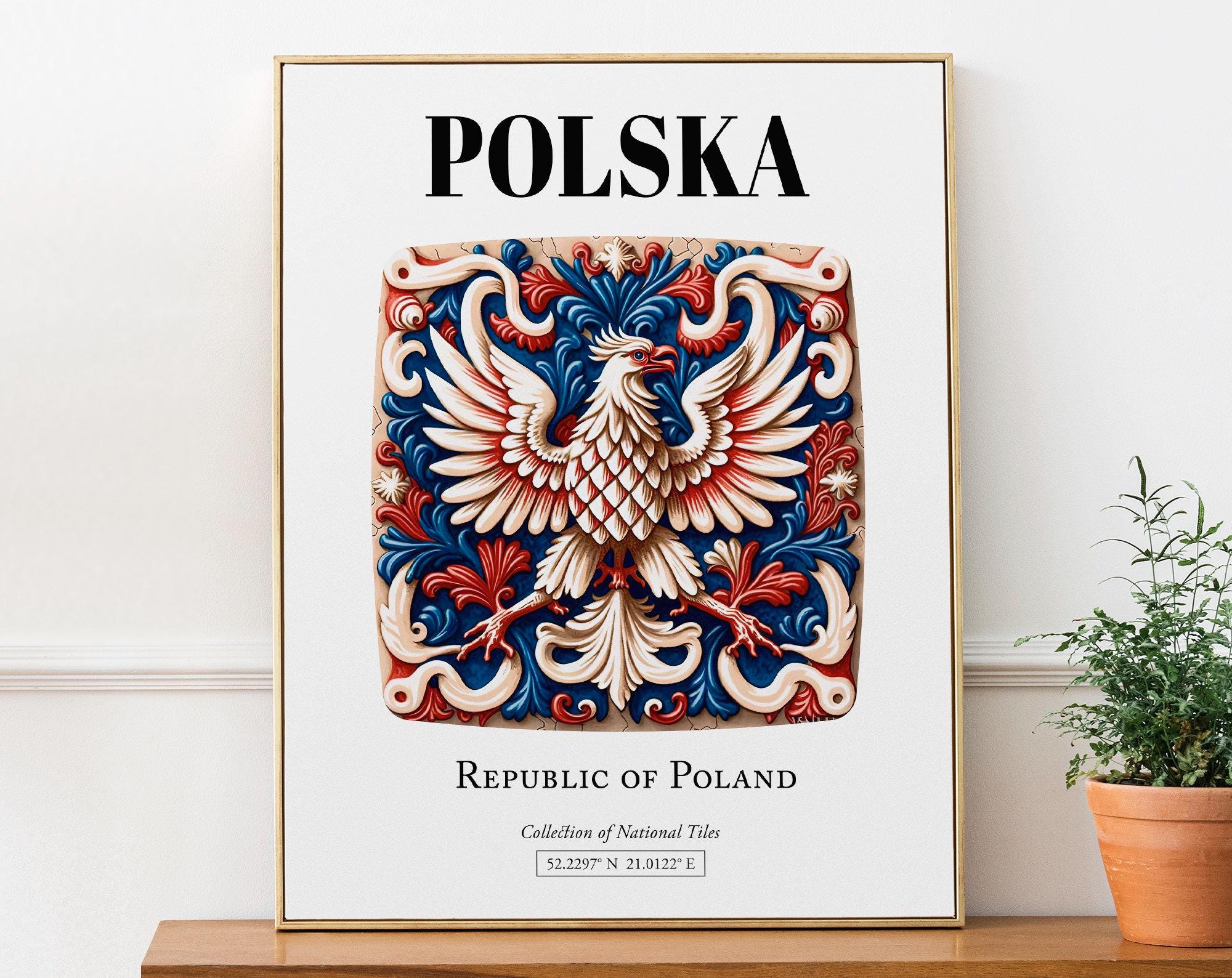 Polska (Poland), Traditional Tile Pattern Aesthetic Wall Art Decor Print Poster