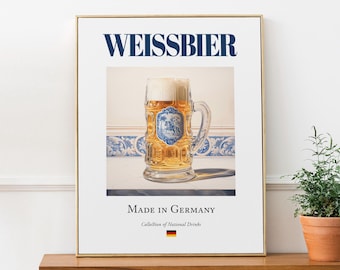 Weissbier Print: German Beer Poster, Kitchen Bar Wall Art