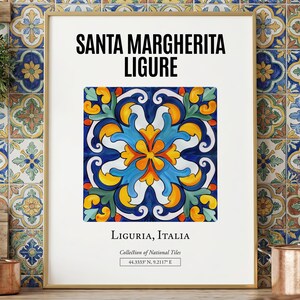 Santa Margherita Ligure Tile Art Print, Italian Folk Decor