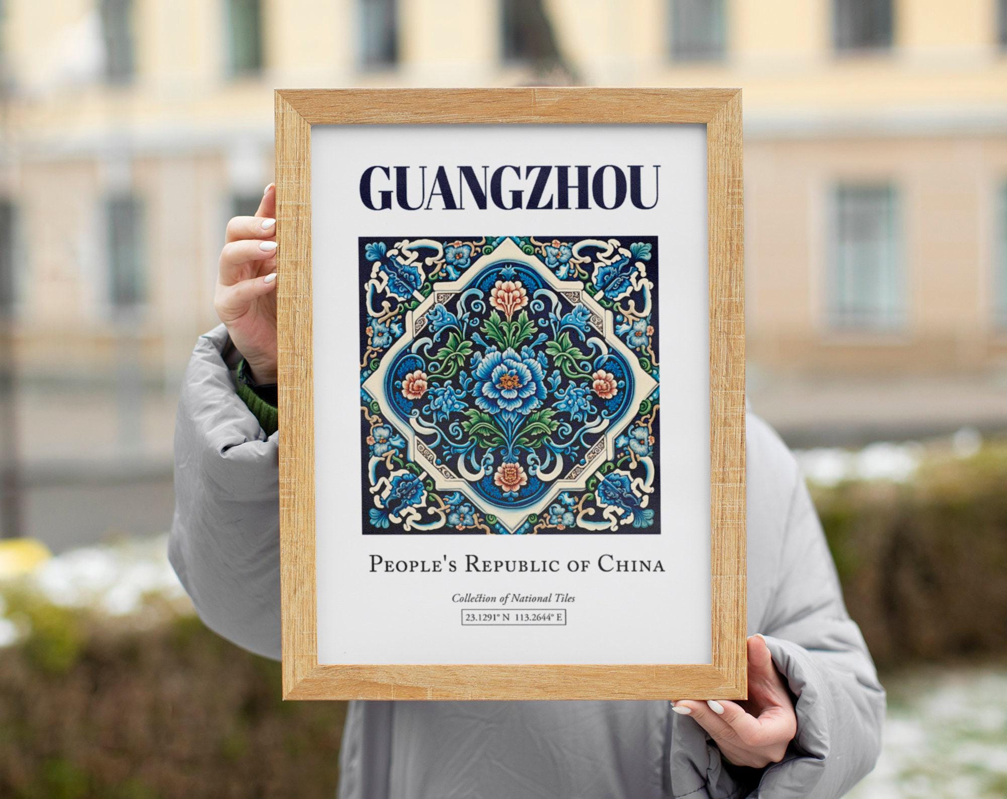 広州中国タイルアートプリント、民芸花柄壁装飾 - Etsy 日本