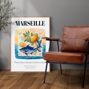 Marseille, Provence-Alpes-Côte d'Azur, France, Mediterranean Tile Pattern Aesthetic Wall Art Decor Print Poster