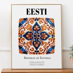 Eesti (Estonia) Traditional Tile Pattern Aesthetic Wall Art Decor Print Poster