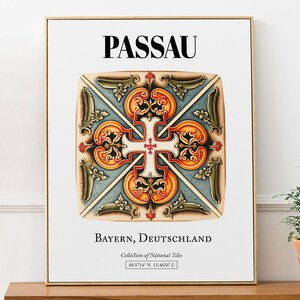 Passau, Bayern, Allemagne, affiche impression impression d'art mural décoratif traditionnel en carrelage mural