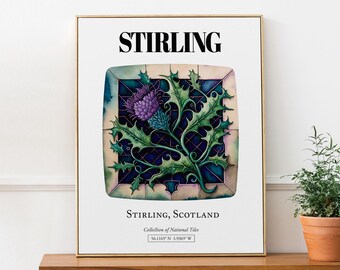 Stirling Scotland Art Print: Traditional Tile Pattern Poster