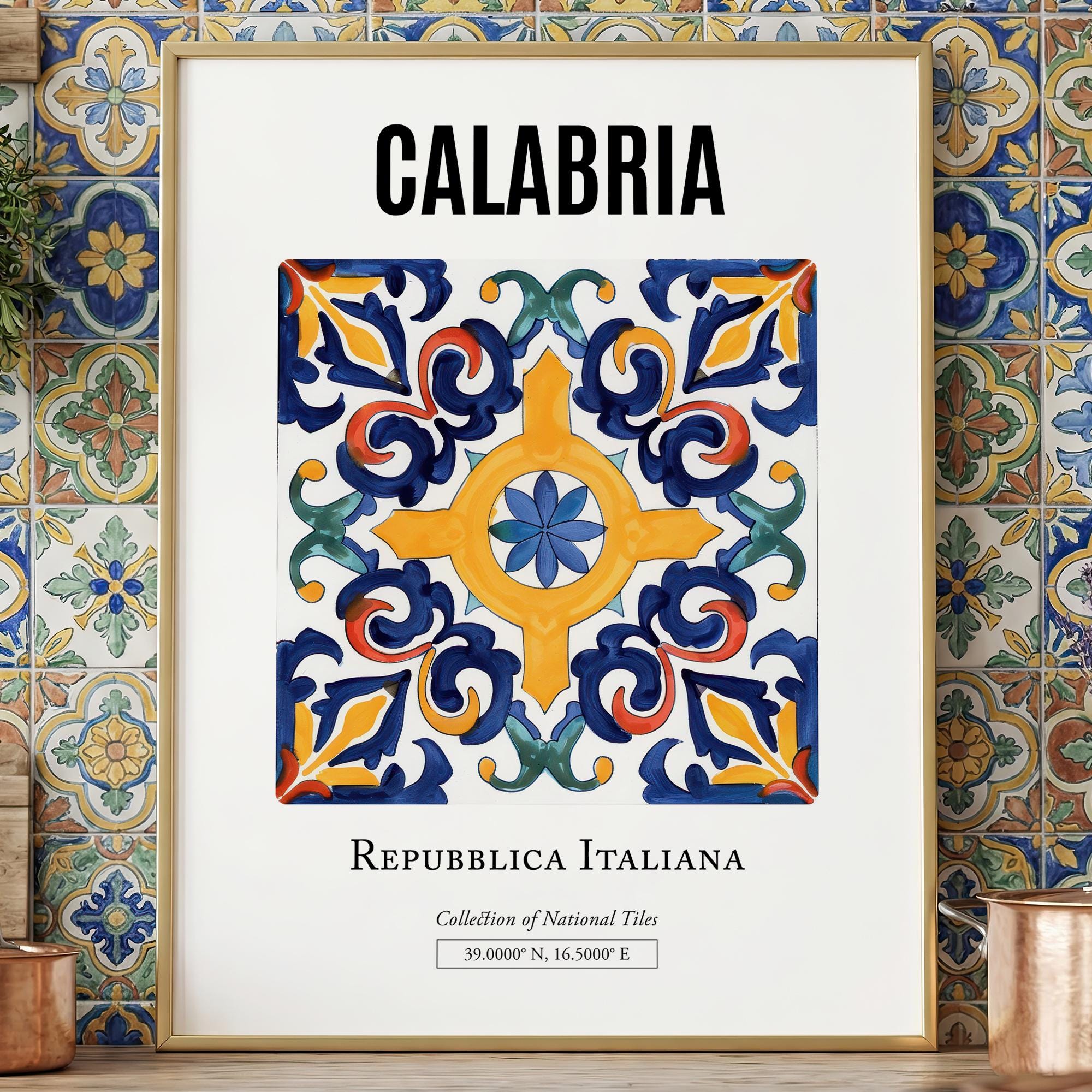 Calabria Italy Tile Art Print: Traditional Maiolica Wall Decor - Etsy