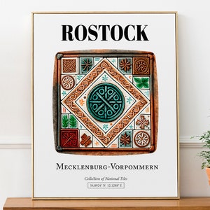 Rostock, Mecklembourg-Poméranie-Occidentale, Allemagne, impression d'art déco murale esthétique motif carrelage traditionnel
