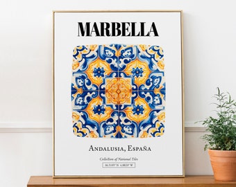 Marbella's Luxurious Tile Pattern Poster: Andalusian Glamour in Wall Art