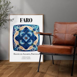 Faro Portugal Tile Art Print: Traditional Algarve Pattern Decor image 2