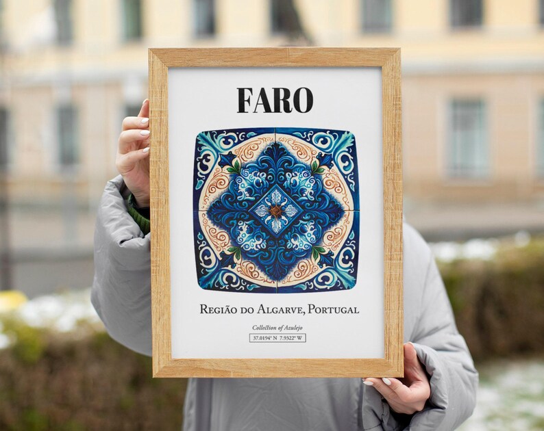 Faro Portugal Tile Art Print: Traditional Algarve Pattern Decor image 7
