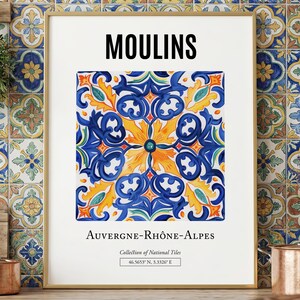 Moulins France Tile Art Print, Traditional Wall Decor