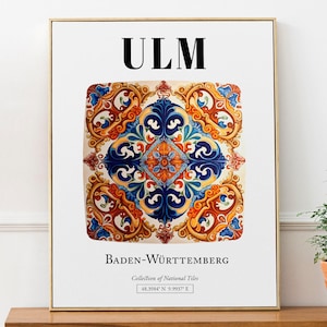 Ulm, Baden-Württemberg, Germany, Traditional Tile Pattern Aesthetic Wall Art Decor Print Poster