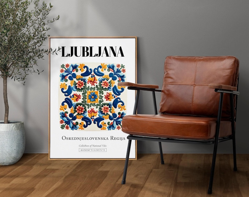 Ljubljana Slovenia Tile Art Print: Traditional Pattern Decor image 2