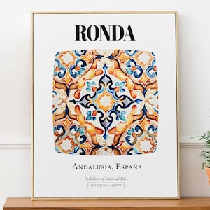 Ronda Tile Art Wall Art Print Poster, Andalusia, Spain