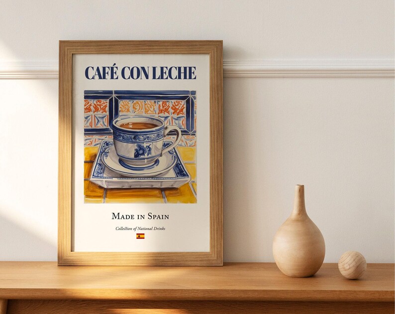 Café con Leche Print, Spanish Tile Kitchen Art Poster image 7