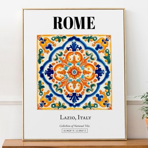 Póster decorativo de pared con diseño de mosaico tradicional de Roma, Lacio, Italia