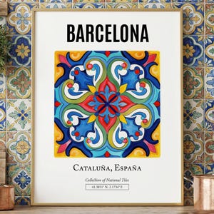 芸術写真 photo print カタルーニャ スペイン タイルアートプリント、フォークデコポスター