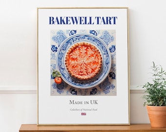Bakewell Tart Art Print, Traditionelles Englisches Essen Poster, Kitchen Cafe Decor