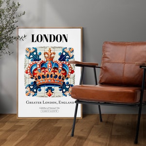 London Royal Charm: Traditional Tile Pattern Aesthetic Wall Art Decor Print Poster image 3