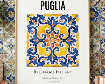 Calabria Italy Tile Art Print: Traditional Maiolica Wall Decor - Etsy