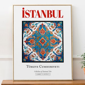 İstanbul, Turkey, Aesthetic Folk Traditional Tile, Wall Art Décor Print Poster, Living Room Art