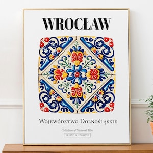 Impresión artística con diseño de azulejos de Breslavia, decoración polaca para el hogar