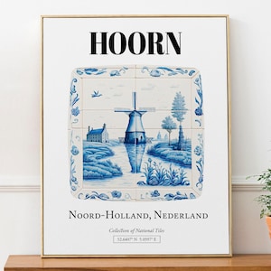 Stampa artistica su piastrelle di Hoorn, Paesi Bassi: decorazione murale con mulino a vento olandese