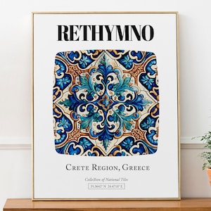 Rethymno Tile Pattern Poster: Charm of Crete in Wall Art