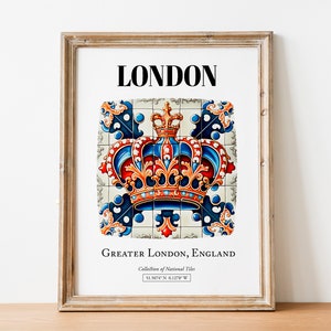 London Royal Charm: Traditional Tile Pattern Aesthetic Wall Art Decor Print Poster image 2