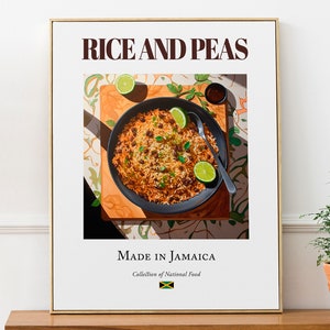 Riso e piselli, poster da parete con cibo tradizionale giamaicano, decorazione per cucina e bar, regalo per gli amanti del cibo
