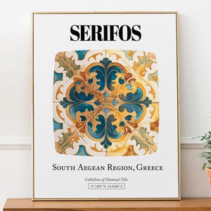 Serifos Captivating Tile Pattern Poster: Greek Island Elegance in Wall Art