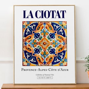 La Ciotat, Provenza-Alpes-Costa Azul, Francia, Azulejo tradicional popular estético, Póster impreso de decoración de arte de pared, Arte de pared de baño