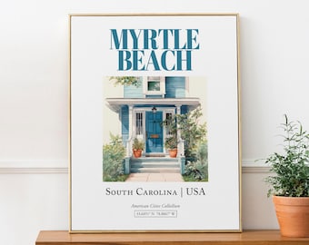 Myrtle Beach Watercolor Door Print, South Carolina Wall Art