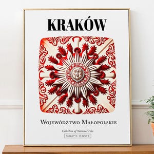 Impresión de arte de azulejos tradicionales de Cracovia: Póster decorativo de Małopolskie