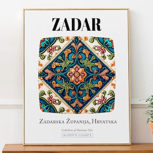 Zadar, Croatia, Traditional Tile Pattern Aesthetic Wall Art Decor Print Poster