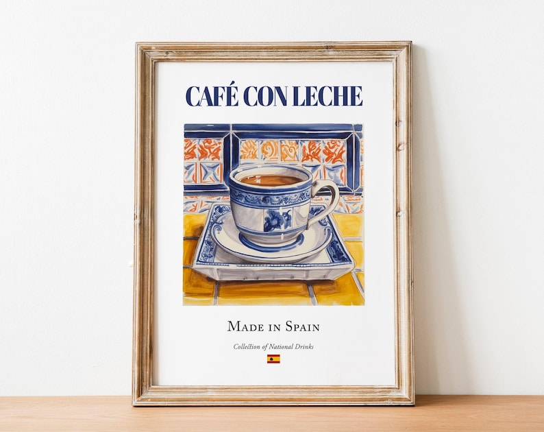 Café con Leche Print, Spanish Tile Kitchen Art Poster image 8