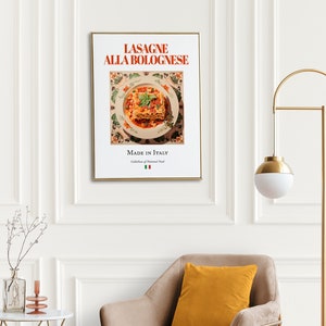 Lasagne alla Bolognese on Maiolica tile plate, Traditional Italian Food Wall Art Print Poster, Kitchen and Café Decor, Foodie Gift image 6