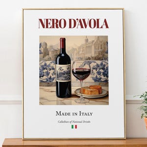 Wino Nero D’avola na płytce majolikowej, sztuka włoskiego baru kuchennego