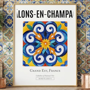 Tegelkunst van Châlons-en-Champagne, poster Franse volkskunst